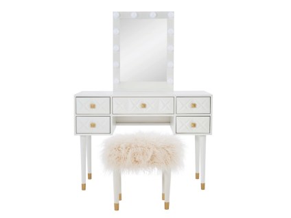Linon Geo Lighted Vanity and Stool Set